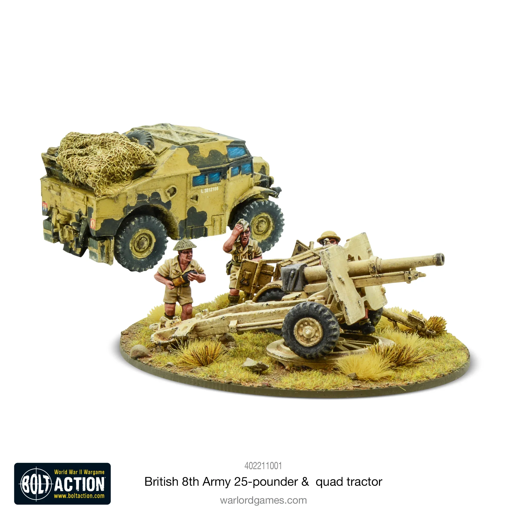 8th Army 25 Pounder Light Artillery, Quad & Limber - Image 3