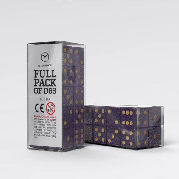 Full Pack of D6s Shimmering Purple & Gold (20) - Image 2