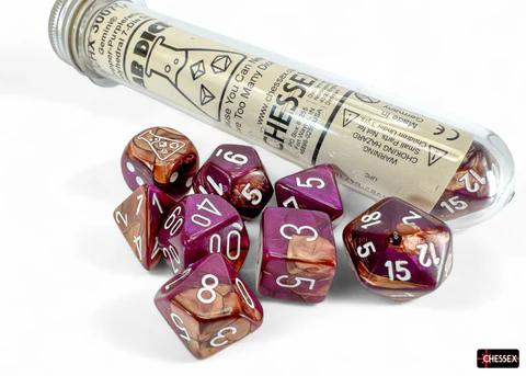 Gemini® Polyhedral Copper-Purple/white 7-Die Set (with bonus die) - Image 2