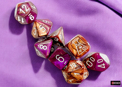 Gemini® Polyhedral Copper-Purple/white 7-Die Set (with bonus die) - Image 4
