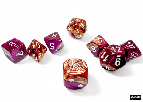 Gemini® Polyhedral Copper-Purple/white 7-Die Set (with bonus die) - Image 5