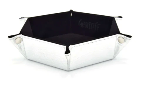 GlassStaff Hexagonal Foldable Rolling Tray - Dragon Skin - Silver / Black