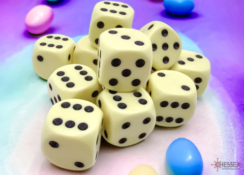 Opaque 16mm d6 Pastel Yellow/black Dice Block™ (12 dice) - Image 2