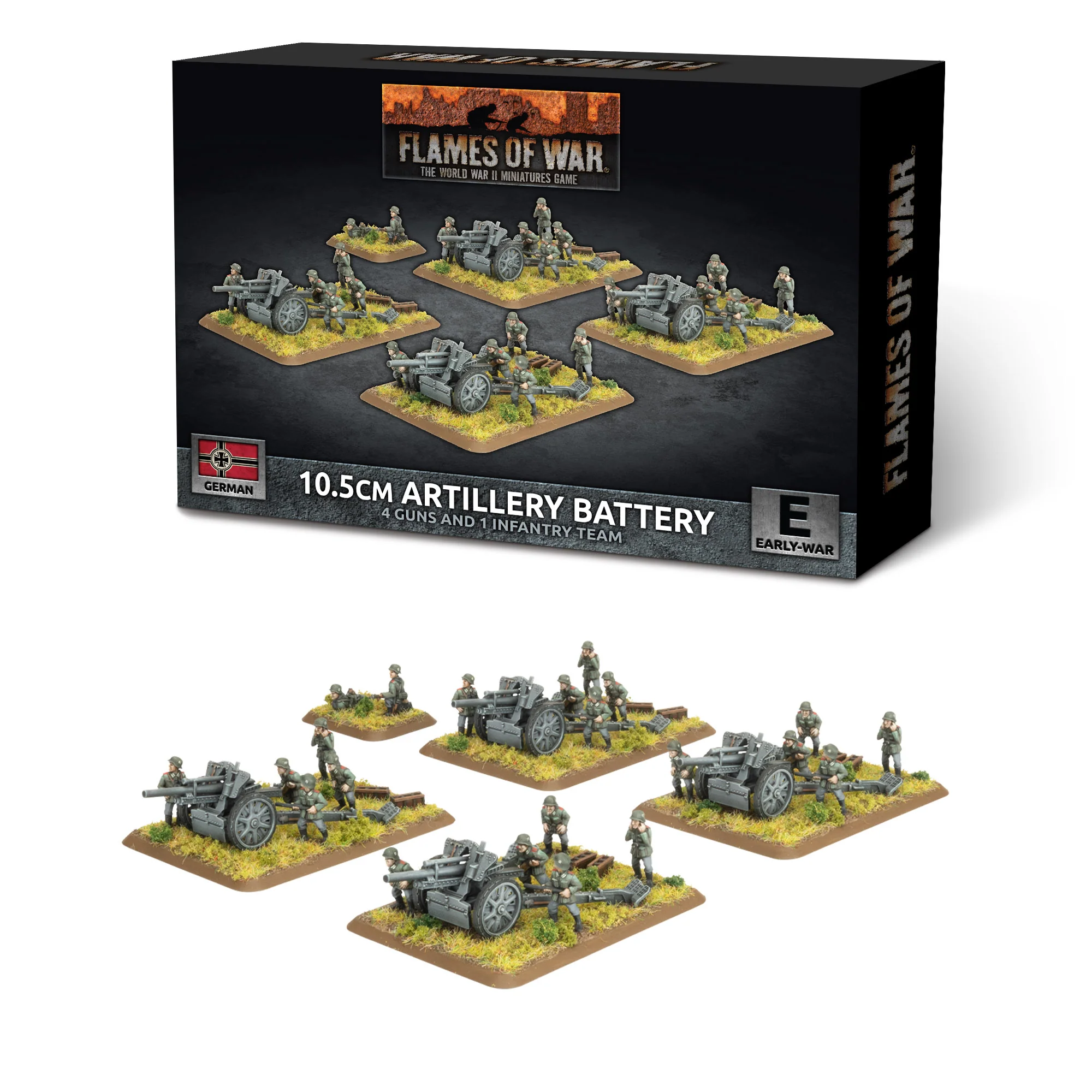10.5cm Artillery Battery (Early) (x4 guns Plastic) (EW)